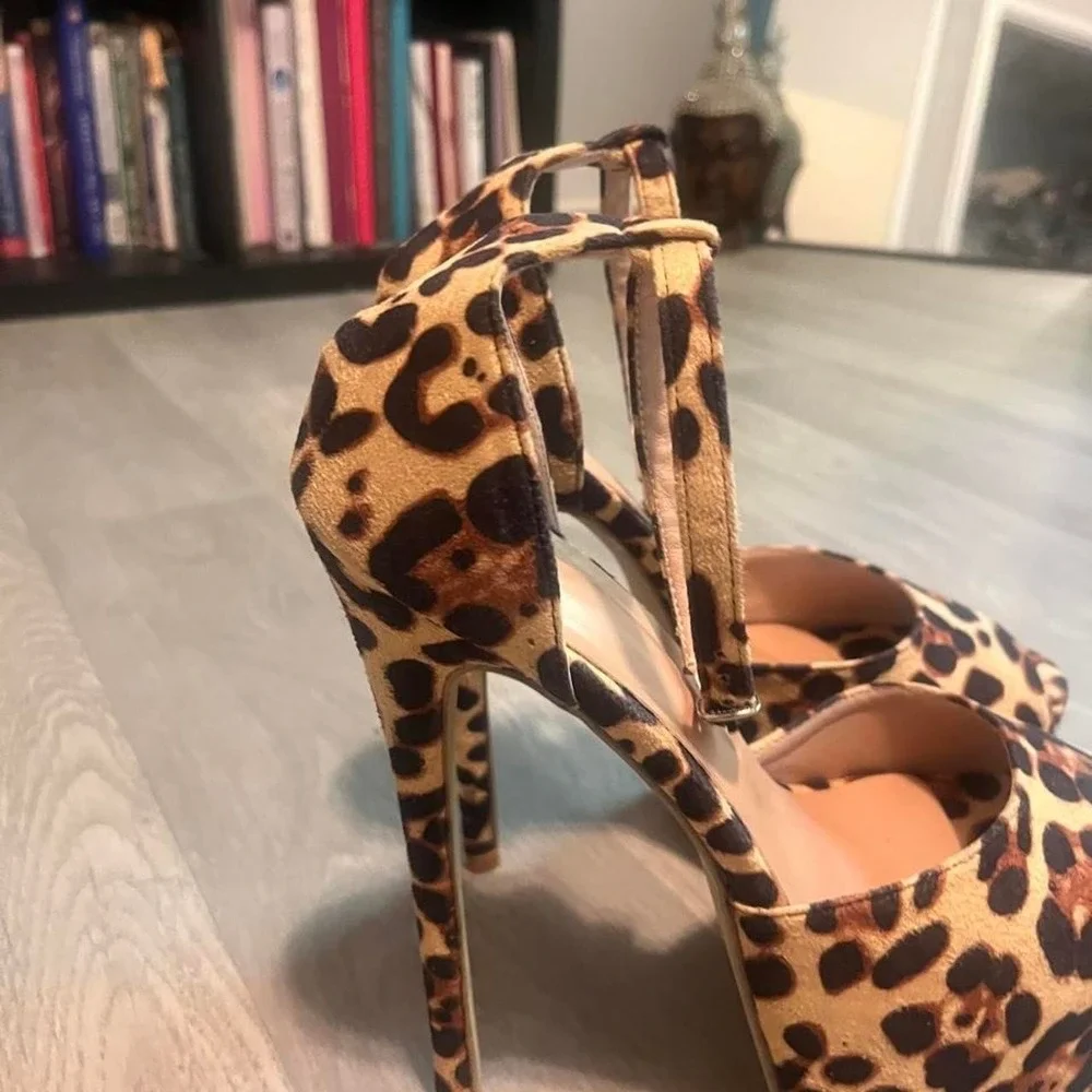 Leopard print platform heels 6 inch sexy Y2k